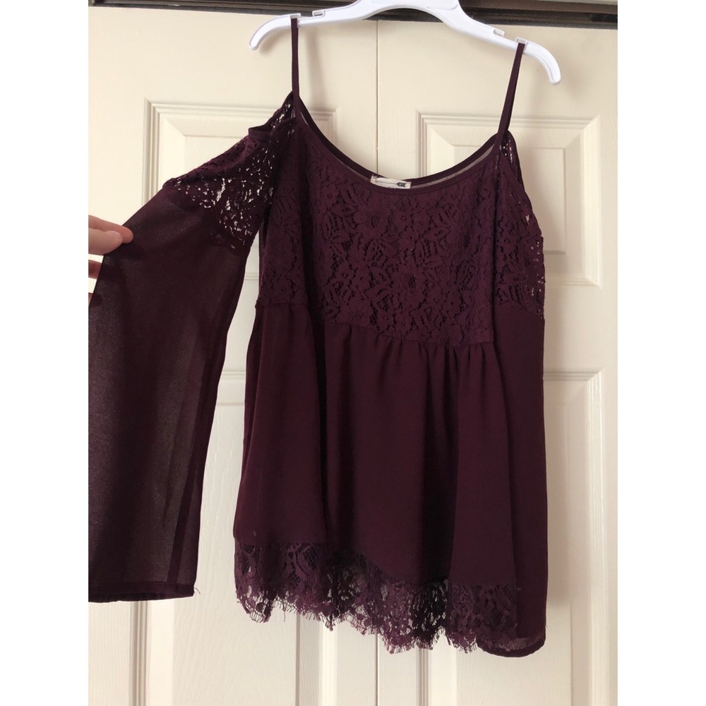 Purple Cold Shoulder Top